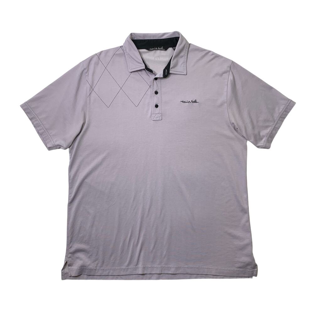 Travis Mathew Shirt Mens XXL Lilac Purple Argyle Diamond Polo Golf Lightweight